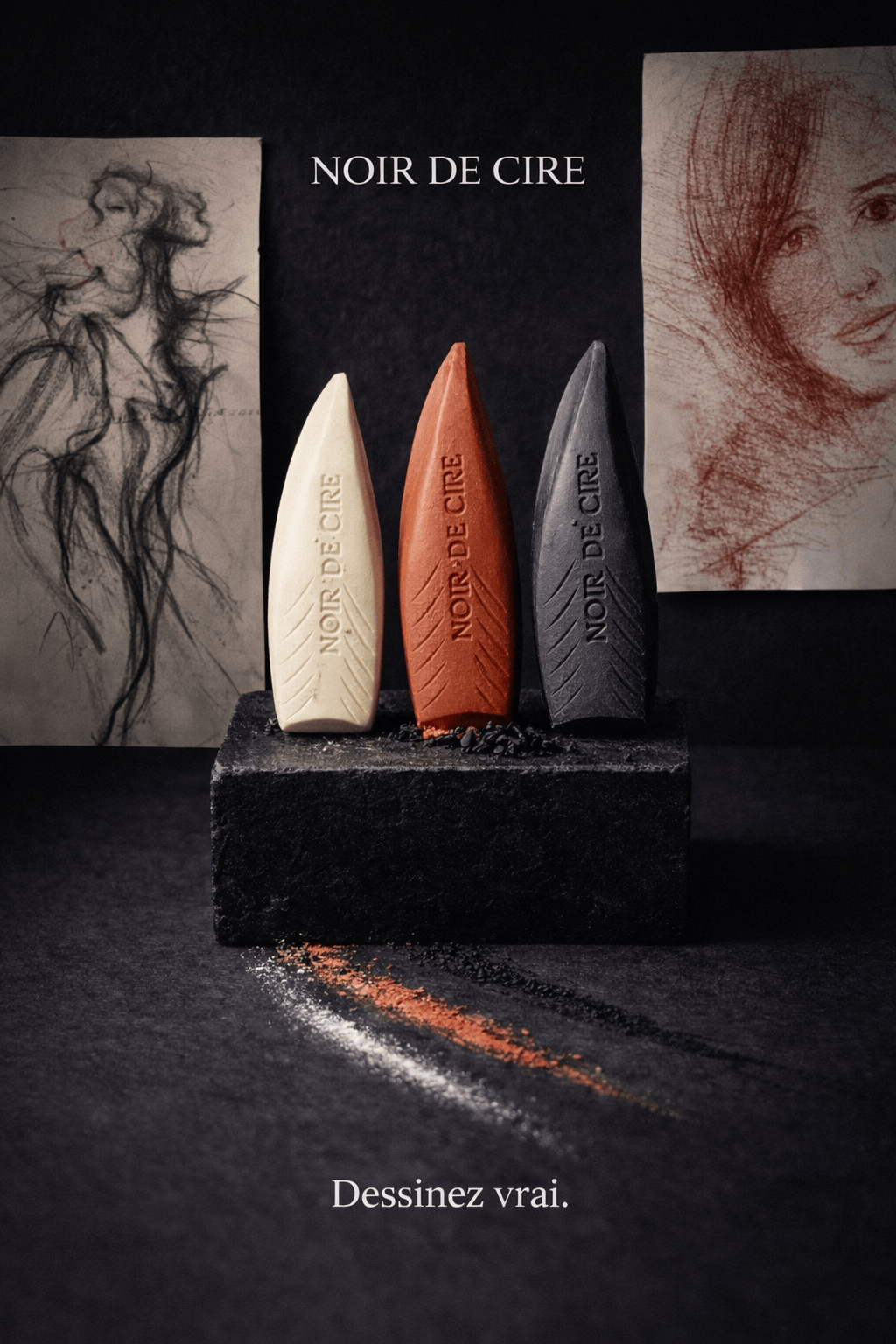 Alignement d'outils de dessin Noir de Cire